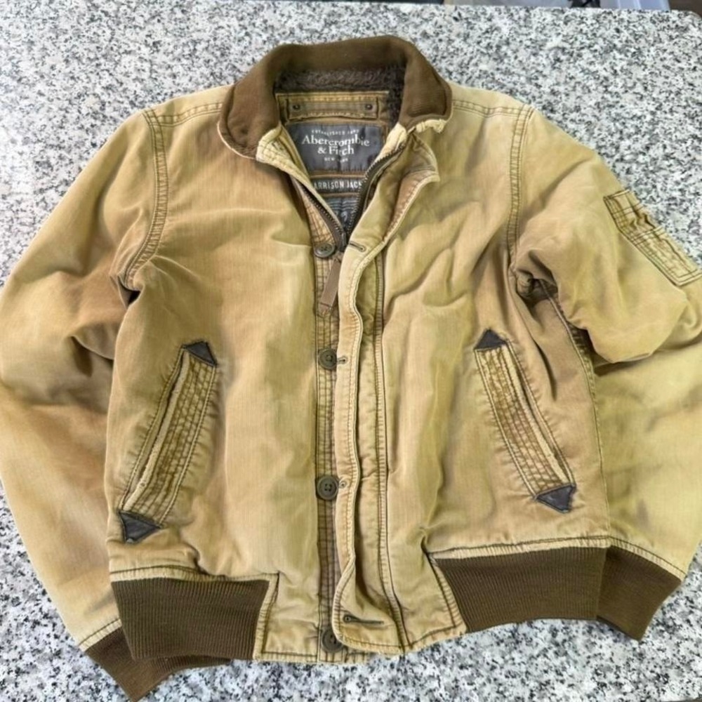 Abercrombie&Fitch Rare Y2k Fur Harrington Military Bomber Jacket Medium